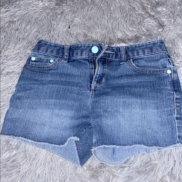 Jean Shorts with Blue Buttons - Picture 1 of 2